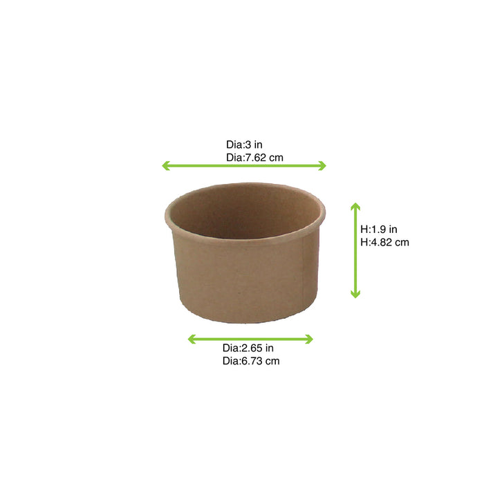 Tarrina de cartón kraft para caliente/frío 150ml Ø85mm A50mm - 50Uds