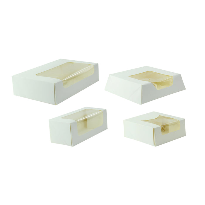 Caja cartón blanca laminada con ventana 190x113mm A44mm - 50Uds