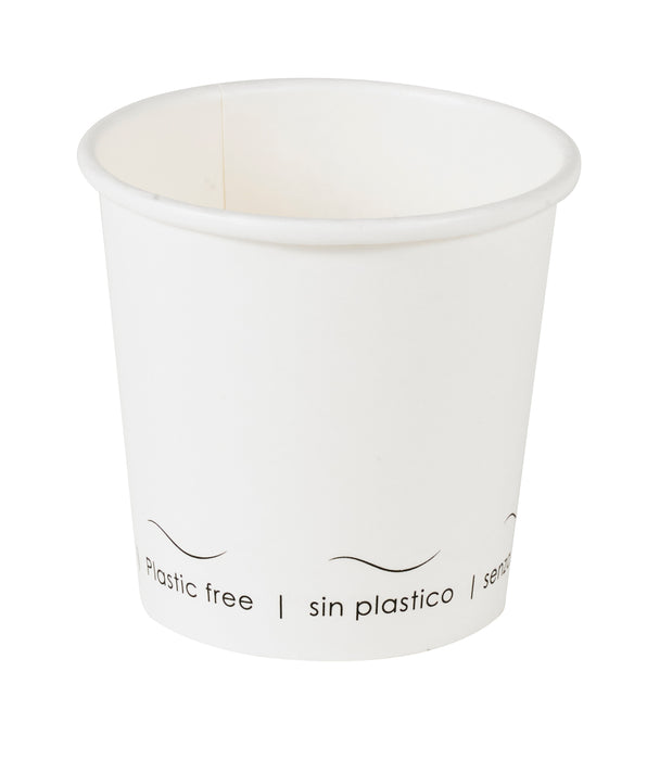 Vaso de cartón blanco Eden sin plástico, Base agua 120ml A62mm - 50Uds
