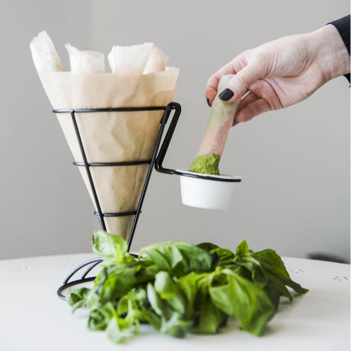 Porta conos/salserasde metal negro A70mm - 6Uds