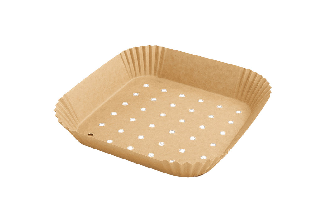 molde cuadrado de papel kraft perforado 160 × 160 mm · altura 45 mm - 100uds