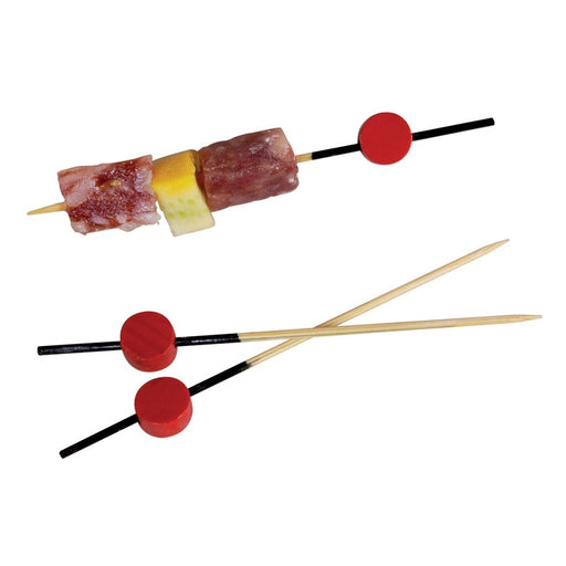 Pincho de bambú Atami con decoración negra y bola roja 90mm - 100Uds