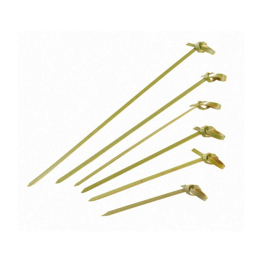 Pincho de bambú Noshi con extremo en punta y decoración en bucle 70mm - 100Uds