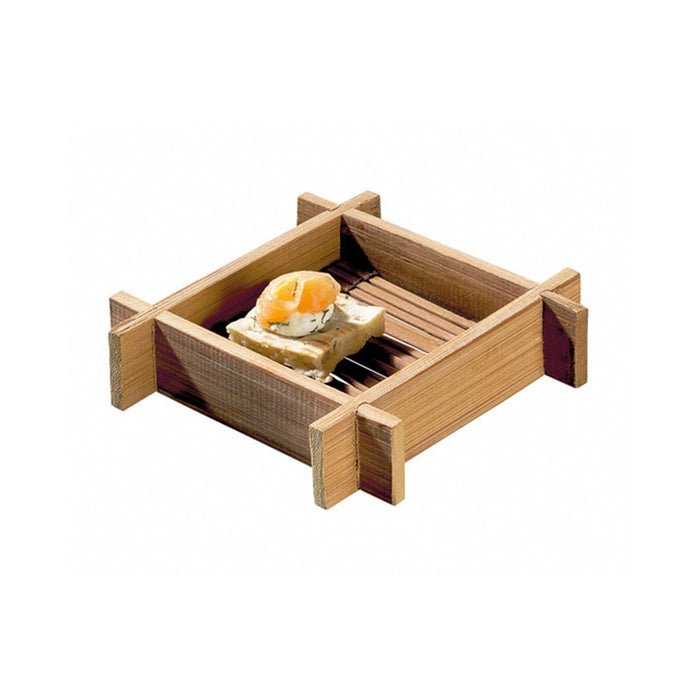 Mini bandeja de degustación de bambú cuadrada Hanako 120x120mm A24mm - 20Uds