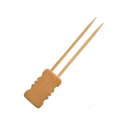 Pincho de bambú Mbola de doble rama con extremo de bloque de bambú 150mm - 24Uds