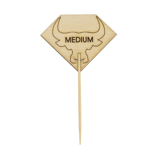 Pincho para carne de bambú con decoración de cabeza de toro, cocción media (al punto) 54mm A95mm - 100Uds