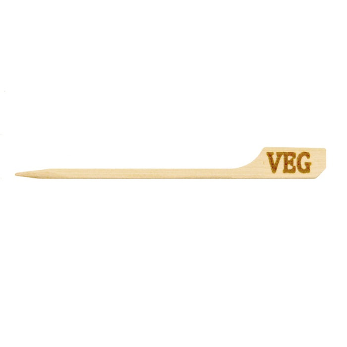 Pincho de bambú Teppo Gushi con inscripción Veg (vegetariano) A90mm - 100Uds