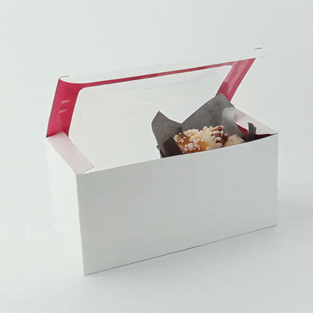 Caja de carton para cupcakes con inserto rosa (para 2 piezas) 175x85mm A85mm - 50Uds