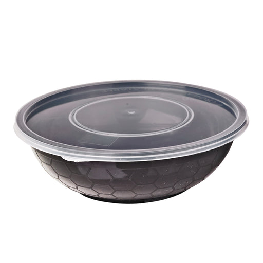 Bol negro redondo PP con tapa transparente 720ml Ø185mm A53mm - 50Uds