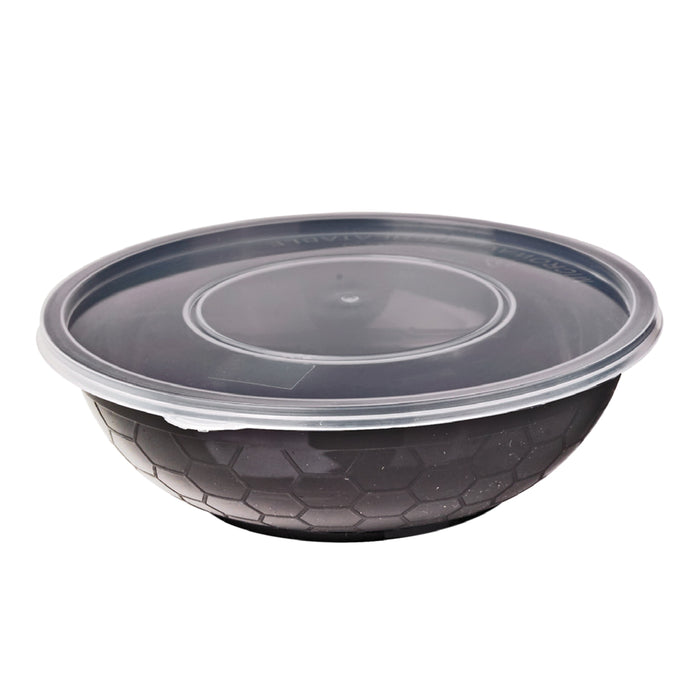 Bol negro redondo PP con tapa transparente 720ml Ø185mm A53mm - 50Uds