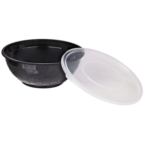 Bol negro redondo PP con tapa transparente 200ml Ø92mm A59mm - 50Uds