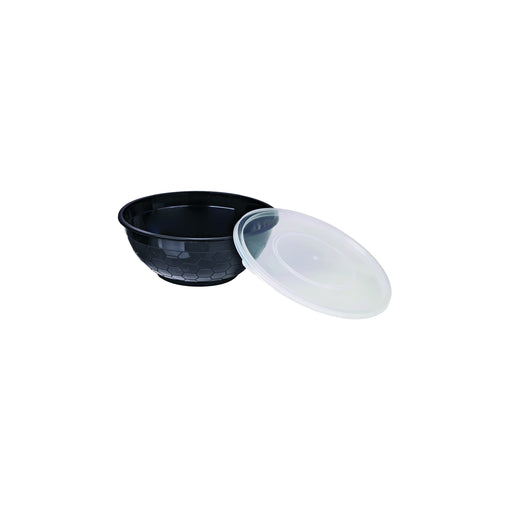 Bol negro redondo PP con tapa transparente 200ml Ø92mm A59mm - 50Uds