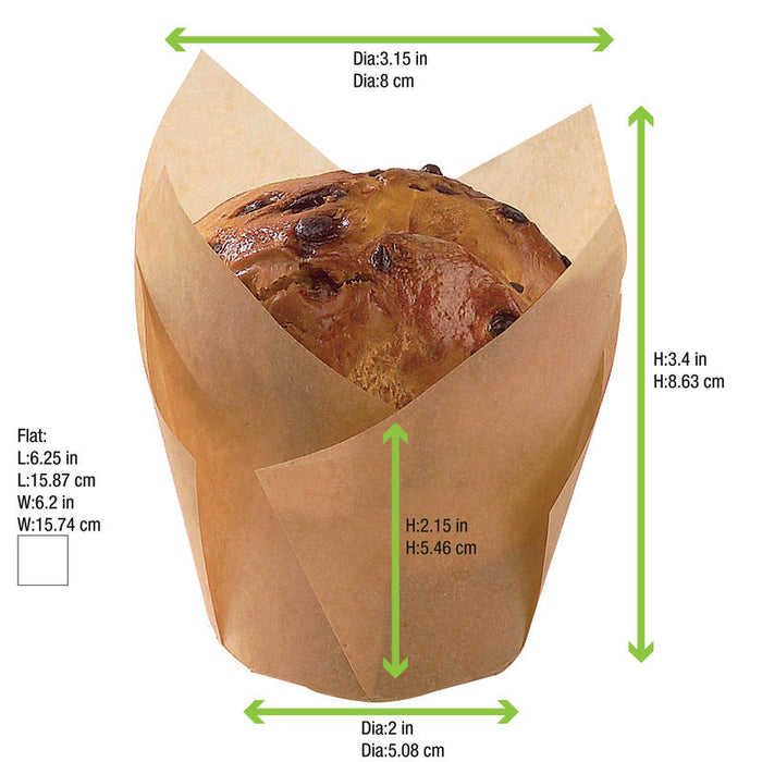 Papel kraft tulipa de cocción siliconado 160x160mm A85mm - 120Uds