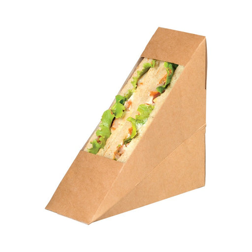 Envase Kraft simple con ventana para sandwich triangular 52x123mm A123mm - 50Uds