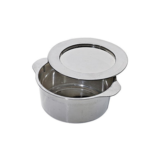 Mini cazuela redonda plateada con tapa en PS Ø69mm A34mm - 24Uds