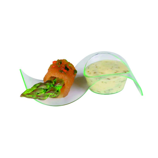 Mini plato para degustación verde forma onda GIZMO en PS 100x40mm A24mm - 50Uds