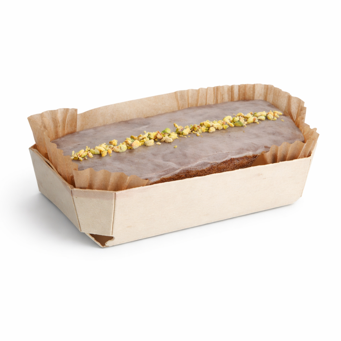 Molde de cocción rectangular exterior de madera y molde de papel interior 830ml 210x110mm A60mm - 20Uds