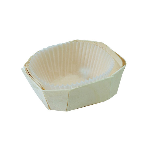 Mini molde de cocción redondo exterior de madera y molde de papel interior 50x55mm - 300Uds