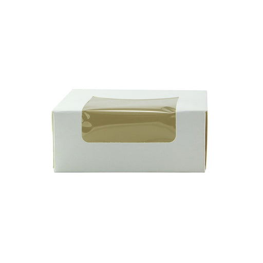 Caja pastelera blanca con tapa visagra con ventana 100x100mm A40mm - 420Uds