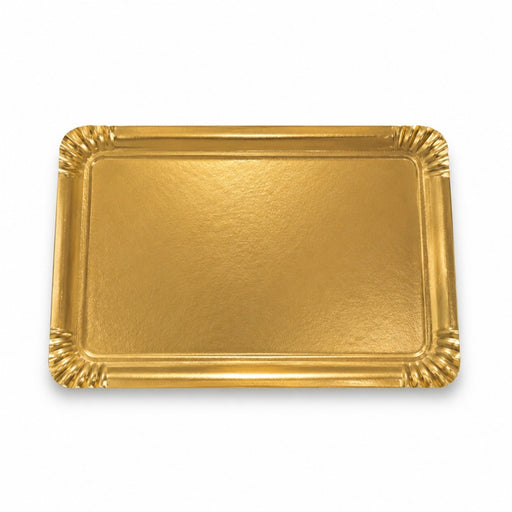 Bandeja de cartón de doble cara, parte superior dorada/inferior blanca 190x280mm - 25Uds