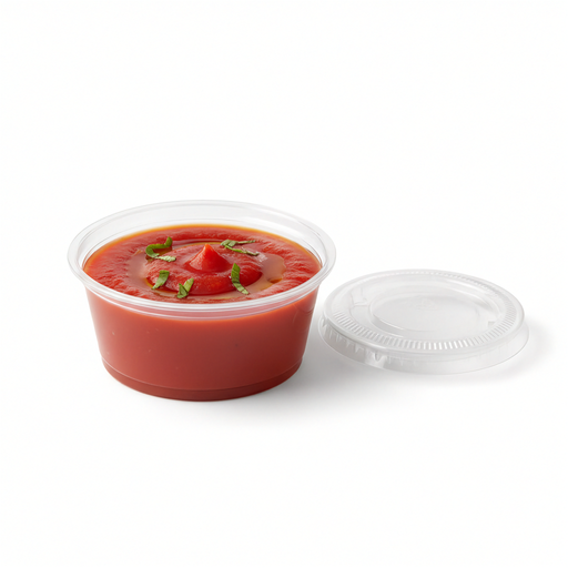 Salsera redonda transparente PET con tapa plana 60ml Ø62mm A32mm - 50Uds