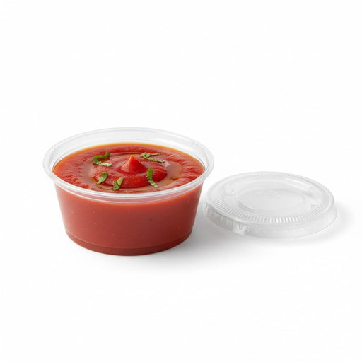 Salsera redonda transparente PET con tapa plana 60ml Ø62mm A32mm - 50Uds