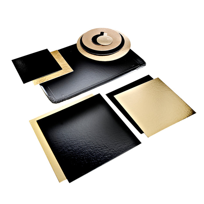 Mini base redonda con lengüeta doble cara oro/negro Ø90mm - 200Uds