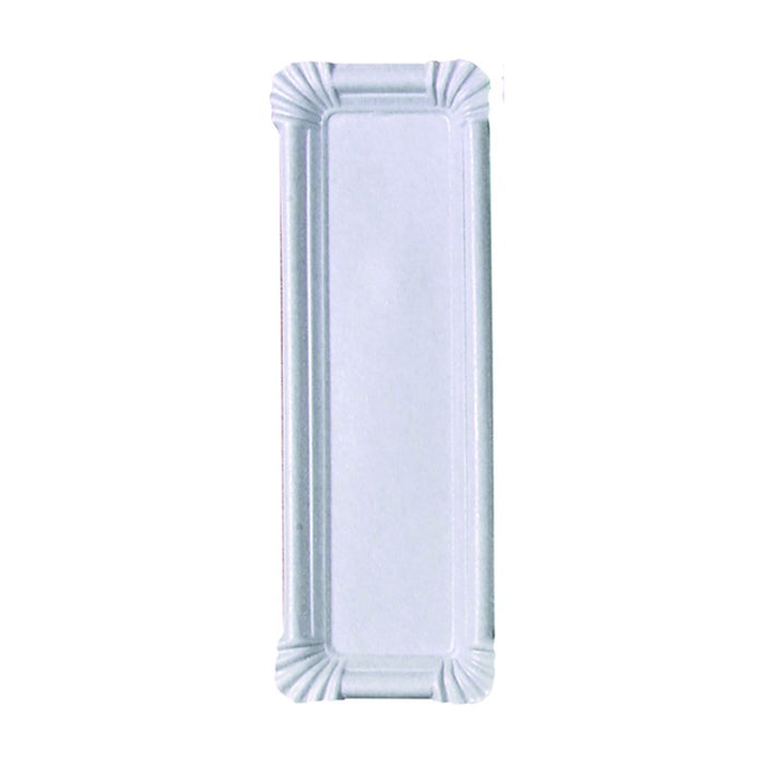 Plato rectangular de cartón reciclado blanco 230x80mm - 250Uds