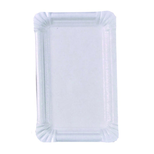 Plato rectangular de cartón blanco 200 gsm 150x90mm - 250Uds