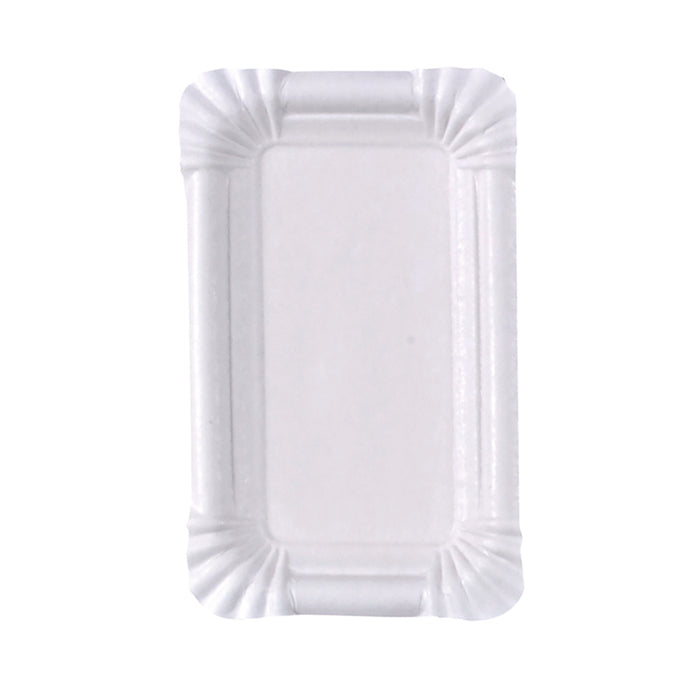 Plato rectangular de cartón blanco 160x105mm - 100Uds