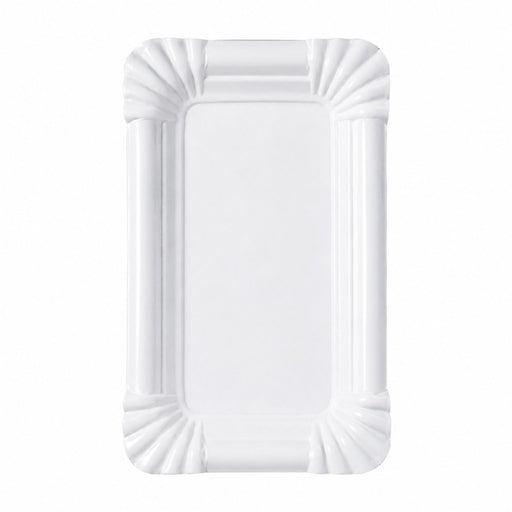 Plato rectangular de cartón blanco 160x105mm - 100Uds