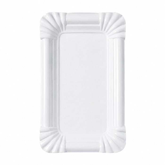 Plato rectangular de cartón blanco 160x105mm - 100Uds