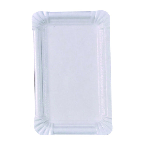 Plato rectangular de cartón reciclado blanco 175x110mm - 250Uds