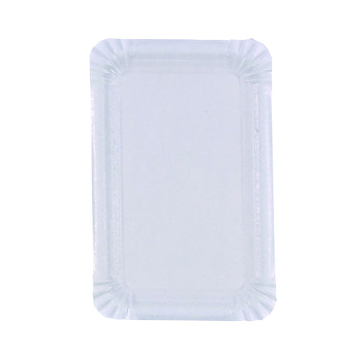 Plato rectangular de cartón blanco 130x200mm - 100Uds