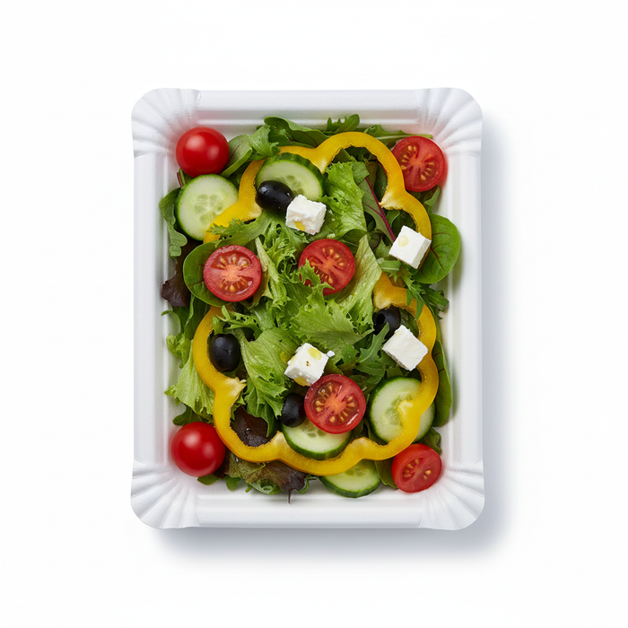 Plato rectangular de cartón blanco 200x165mm - 250Uds