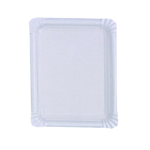 Plato rectangular de cartón blanco 200x165mm - 250Uds