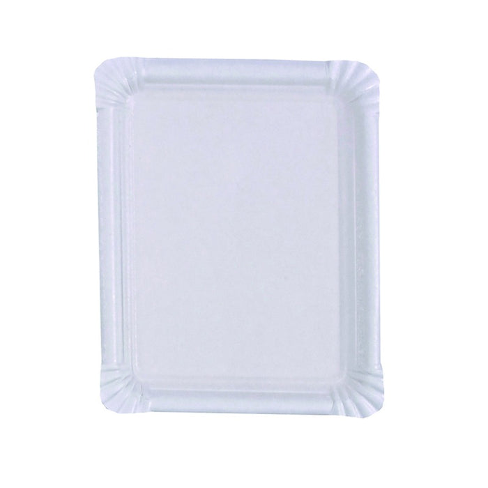 Plato rectangular de cartón blanco 200x165mm - 250Uds