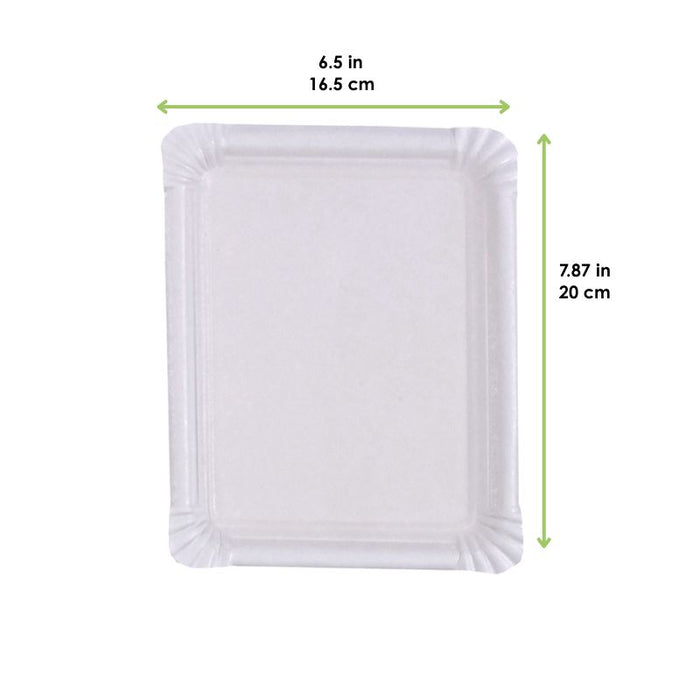Plato rectangular de cartón blanco 200x165mm - 250Uds