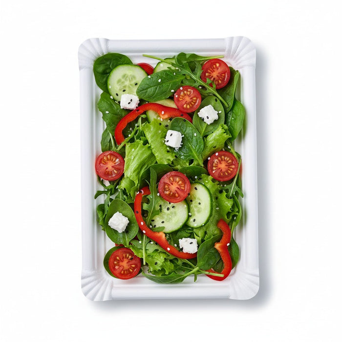 Plato rectangular de cartón blanco 260x180mm - 250Uds