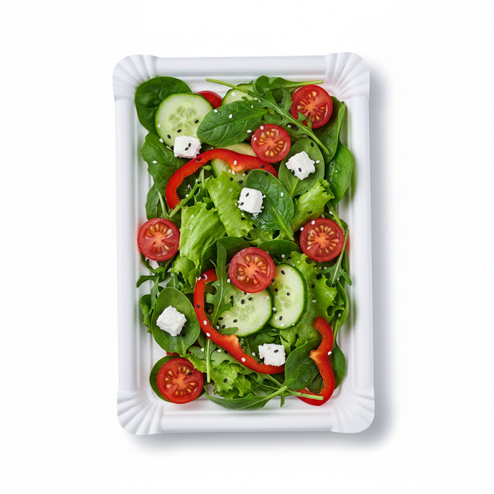 Plato rectangular de cartón blanco 260x180mm - 250Uds