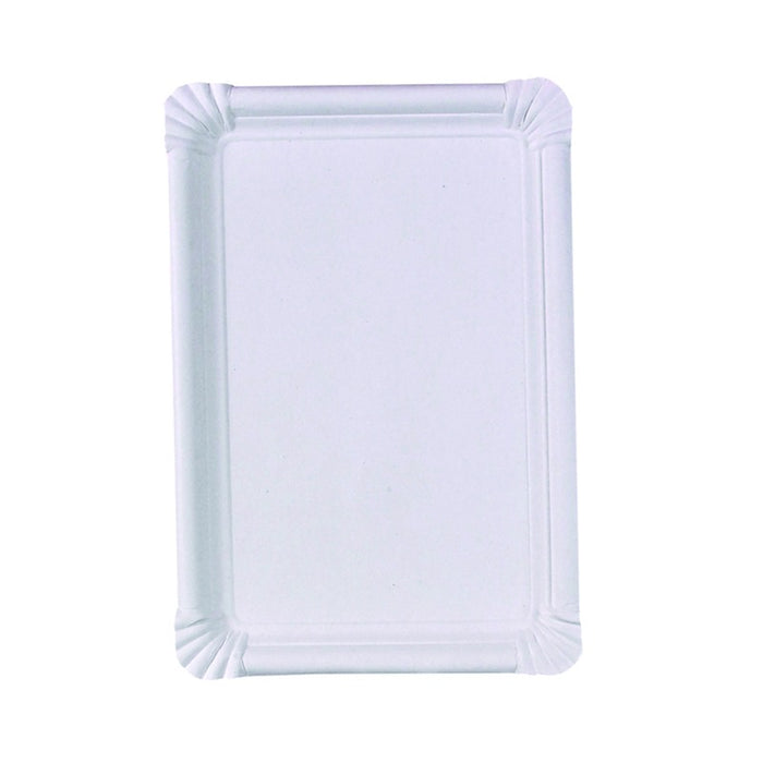 Plato rectangular de cartón blanco 260x180mm - 250Uds