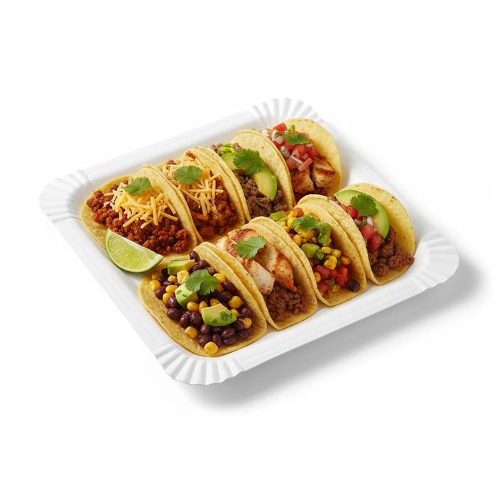 Plato cuadrado de cartón blanco 210x210mm - 250Uds