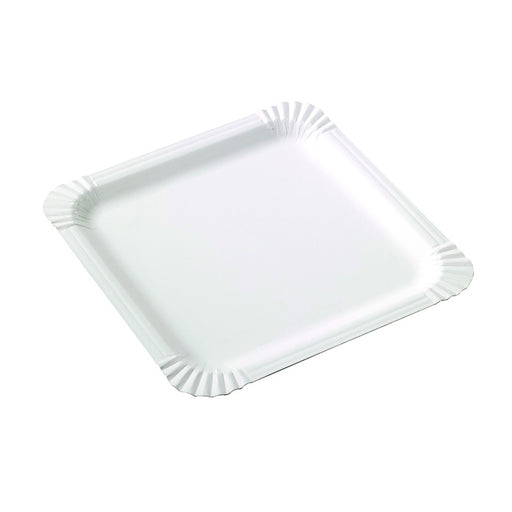 Plato cuadrado de cartón blanco 210x210mm - 250Uds