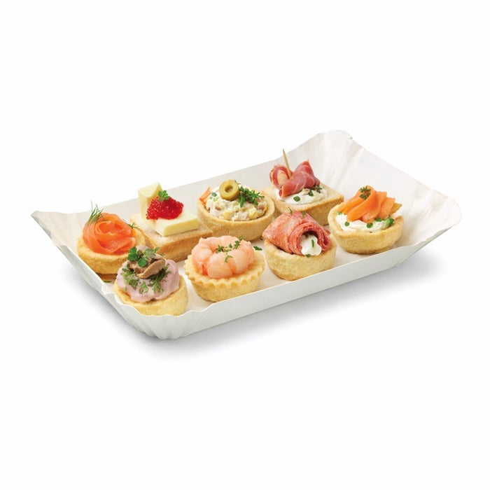 Plato barquilla de cartón blanco 180x120mm A50mm - 250Uds