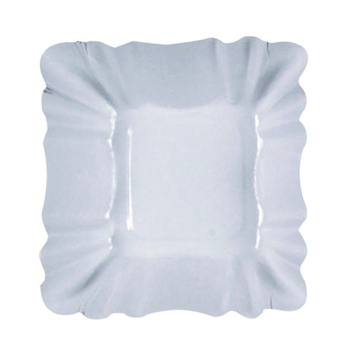 Plato hondo cuadrado de cartón laminado blanco 90x90mm A30mm - 250Uds