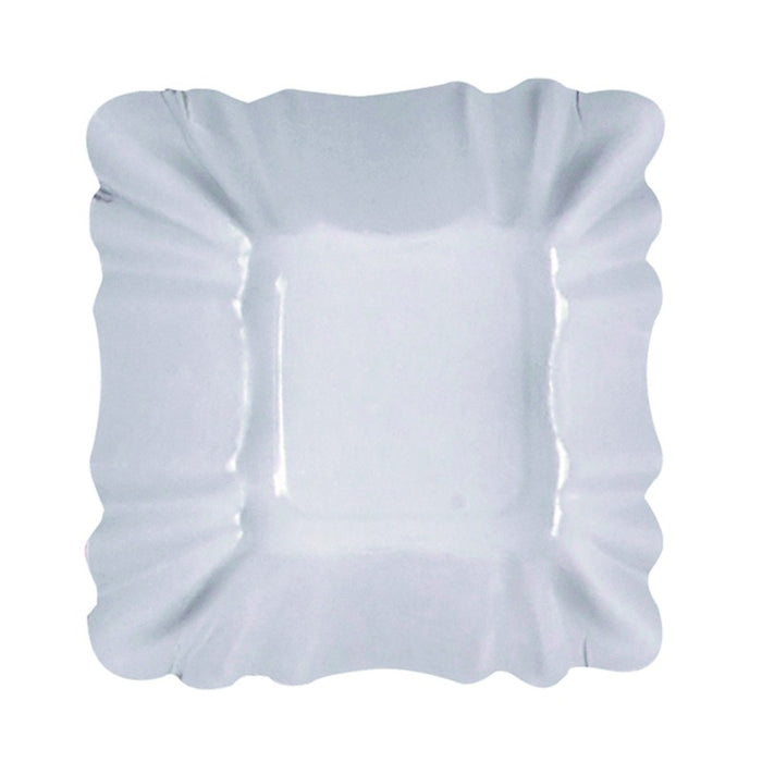 Plato hondo cuadrado de cartón laminado blanco 90x90mm A30mm - 250Uds