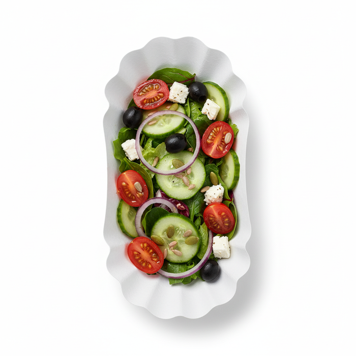 Plato hondo ovalado de cartón laminado blanco 195x110mm A32mm - 250Uds