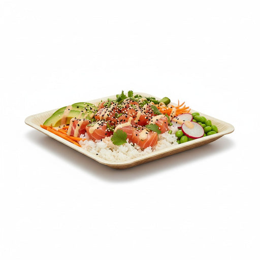 Plato cuadrado de hoja de palmera 160x160mm A20mm - 25Uds