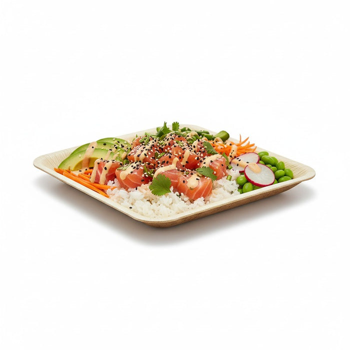 Plato cuadrado de hoja de palmera 160x160mm A20mm - 25Uds