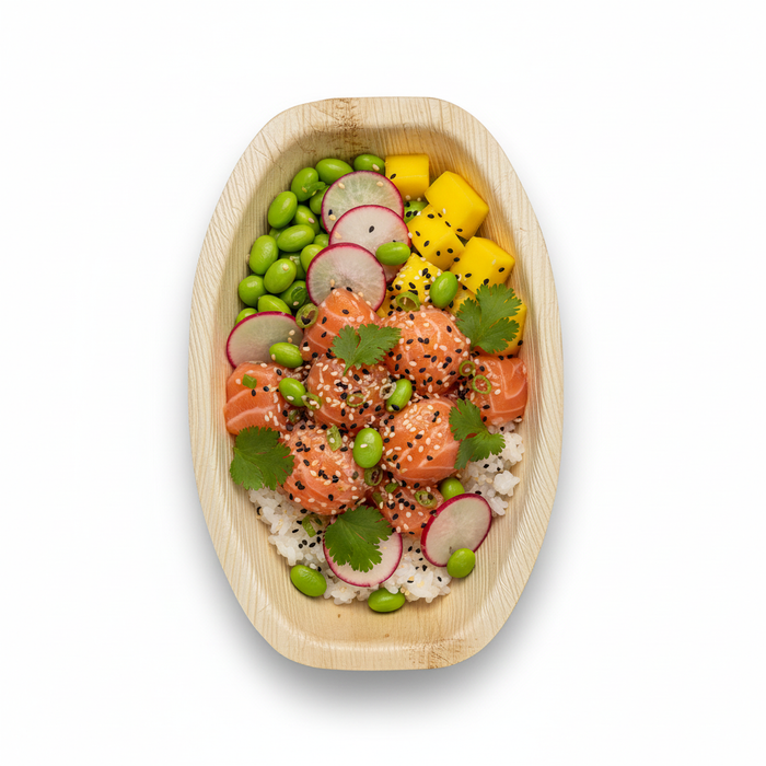 Bandeja ovalada de hoja de palmera 360x240mm A25mm - 10Uds